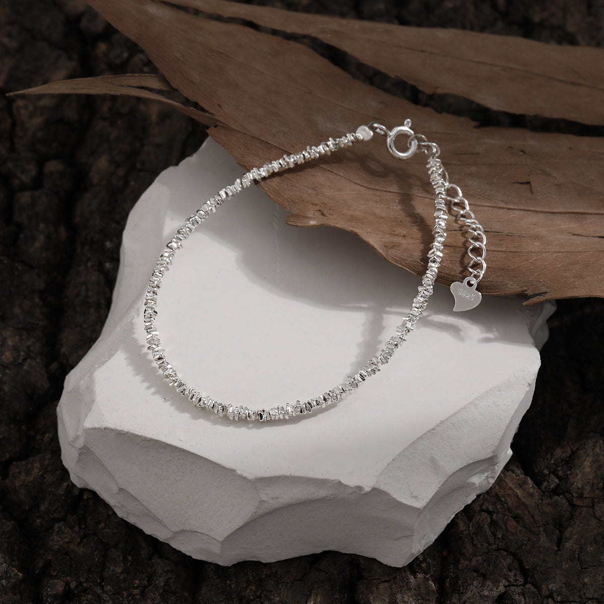 Shimmering Crystal-Cut Silver Chain Bracelet OPHRASTUDIO