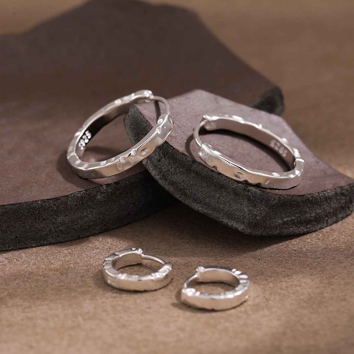 Matte Texture Hoop Earrings