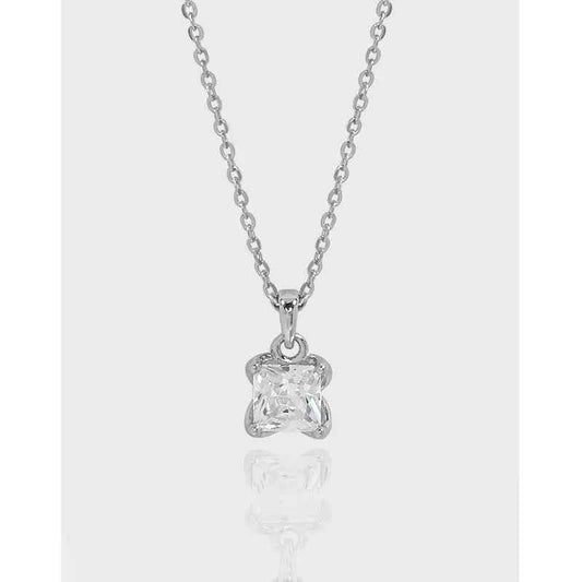 Aurora's Square Silver Pendant Necklace