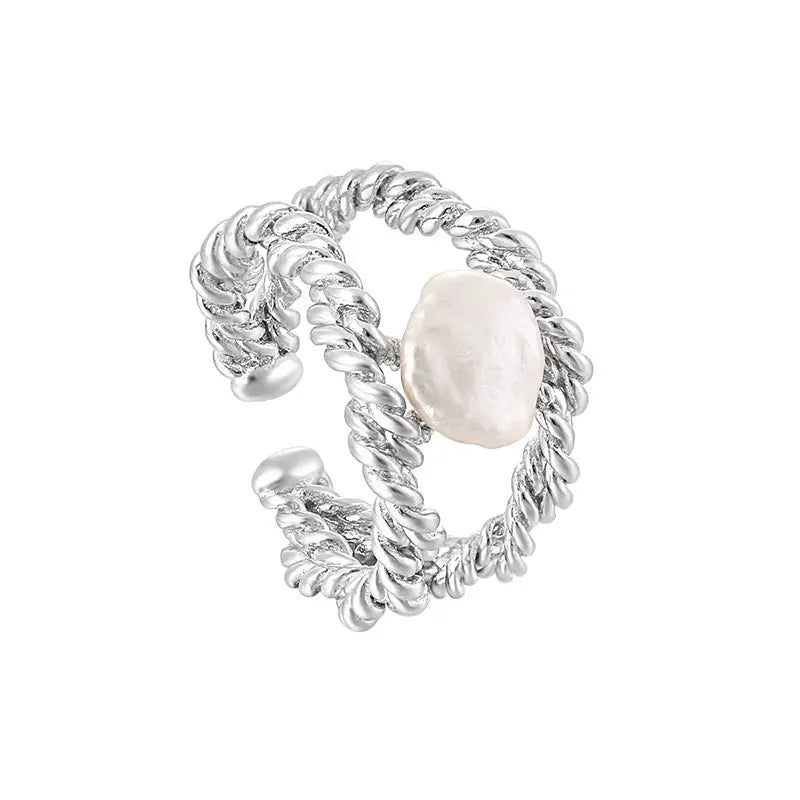 TWISTED ROPE BAROQUE PEAR RING - OPHRASTUDIO