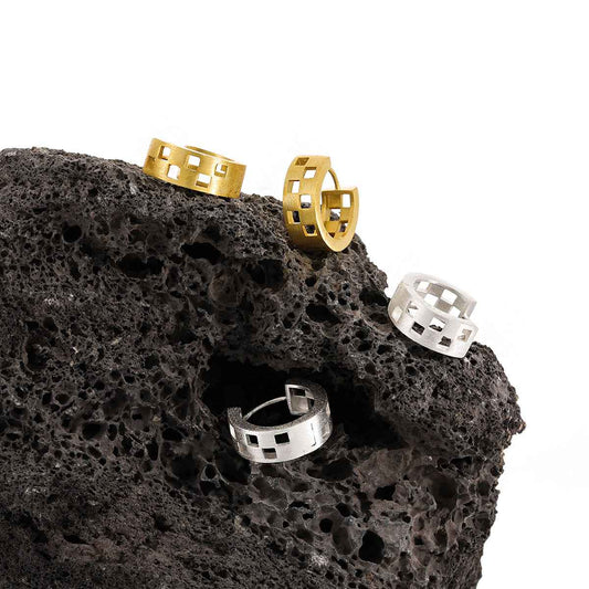 Aurora's Matte Brushed Hollow Silver Huggie Earrings