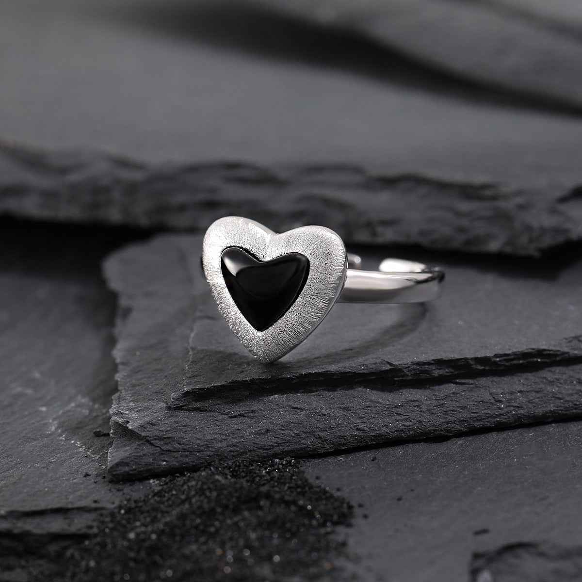 Matte Brushed Black Onyx Statement Ring