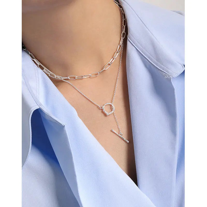 MINIMALIST OT BUCKLE COLLARBONE NECKLACE - OPHRASTUDIO