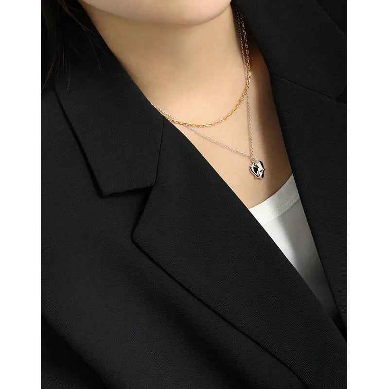 Eloise's Geometric Silver Heart Pendant Necklace