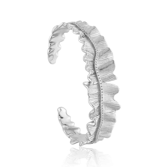 Victoria's Pleated Skirt Silver Cuff Bracelet