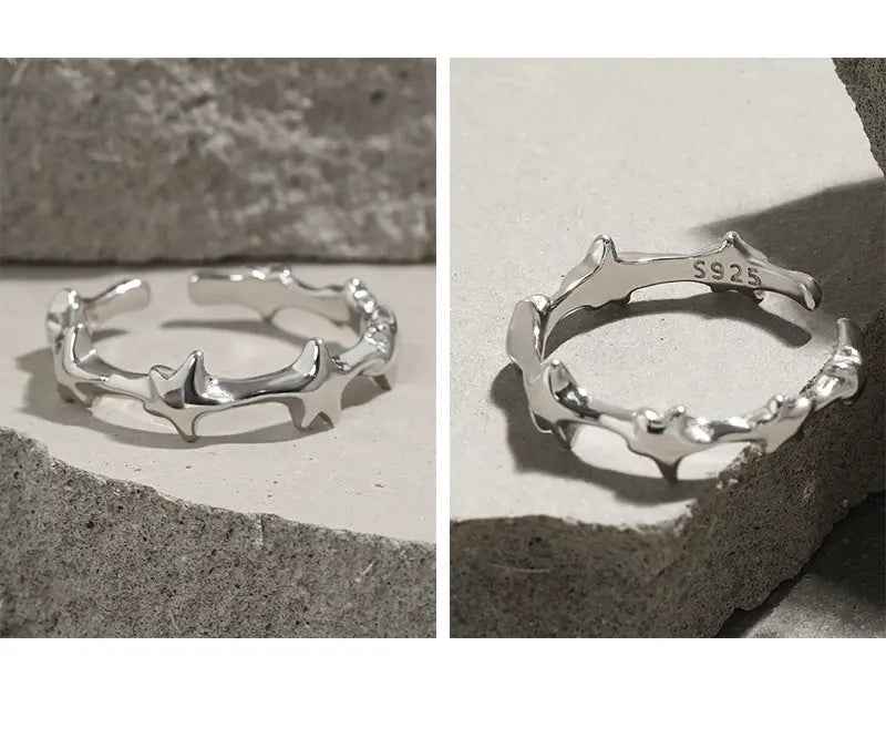Astra's Star Texture Silver Stacking Ring