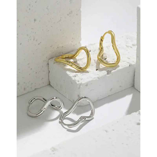 Ethereal Linear Silver Hoop Earrings