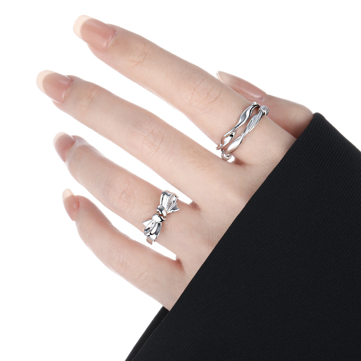 Broken Heart Bow Silver Statement Ring OPHRASTUDIO