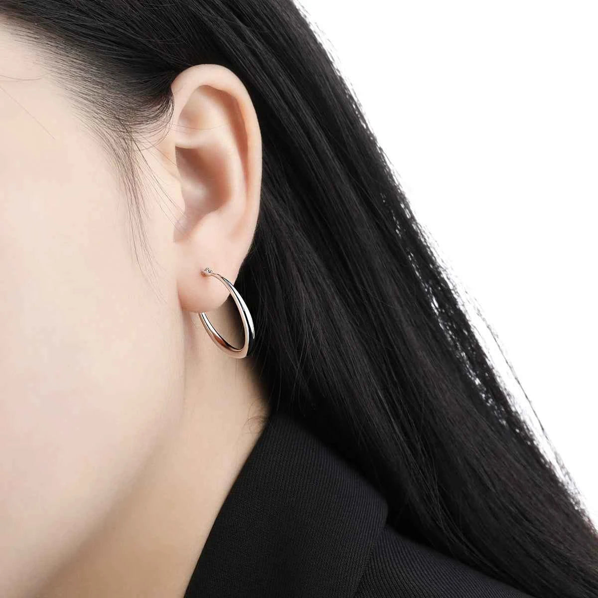 Sleek Minimalist Silver Hoop Earrings
