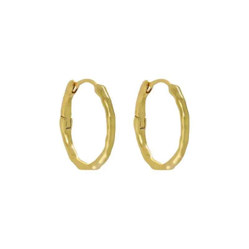 Irregular Matte Circle Silver Hoop Earrings