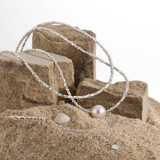 Ophelia's Whisper Silver Pearl Necklace