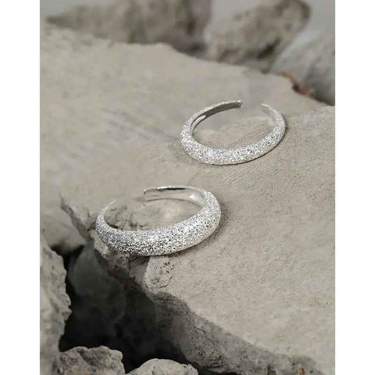 Celeste's Matte Geometric Luxury Silver Stacking Ring