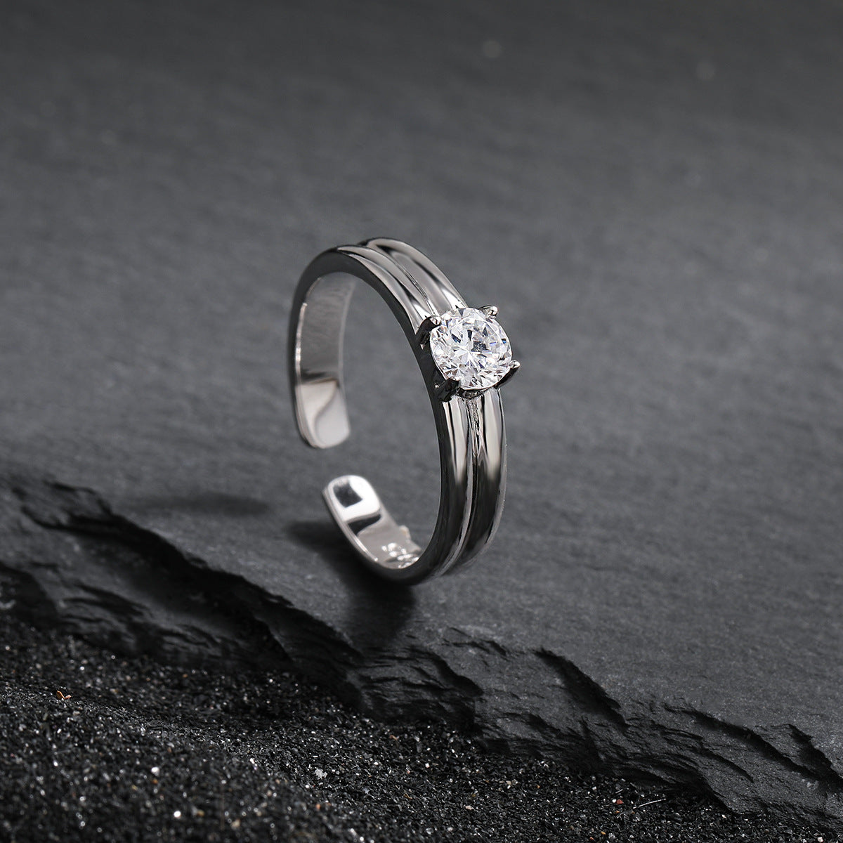 Radiant Grace Solitaire Silver Ring OPHRASTUDIO