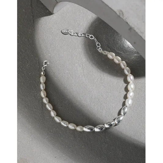Pearl Spice Silver Chain Bracelet
