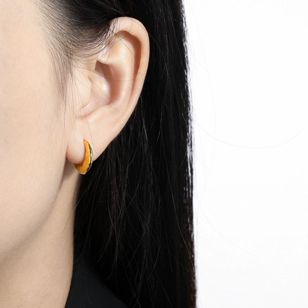 Molten Lava Matte Silver Huggie Earrings OPHRASTUDIO
