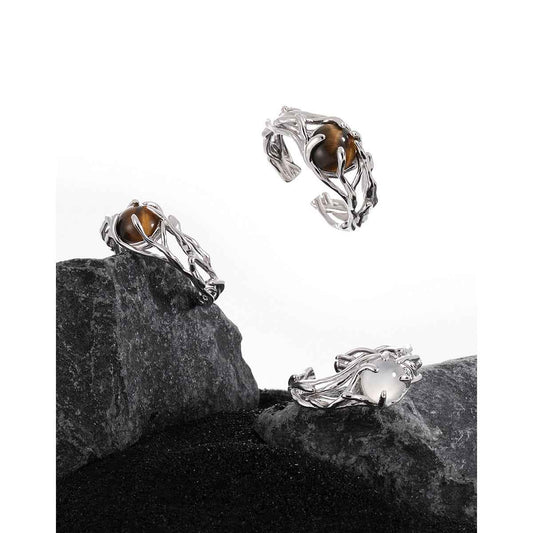 Aurora's Gleam Hollow Silver Statement Ring
