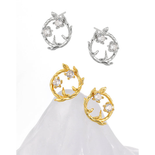 Titania's Wreath Silver Stud Earrings