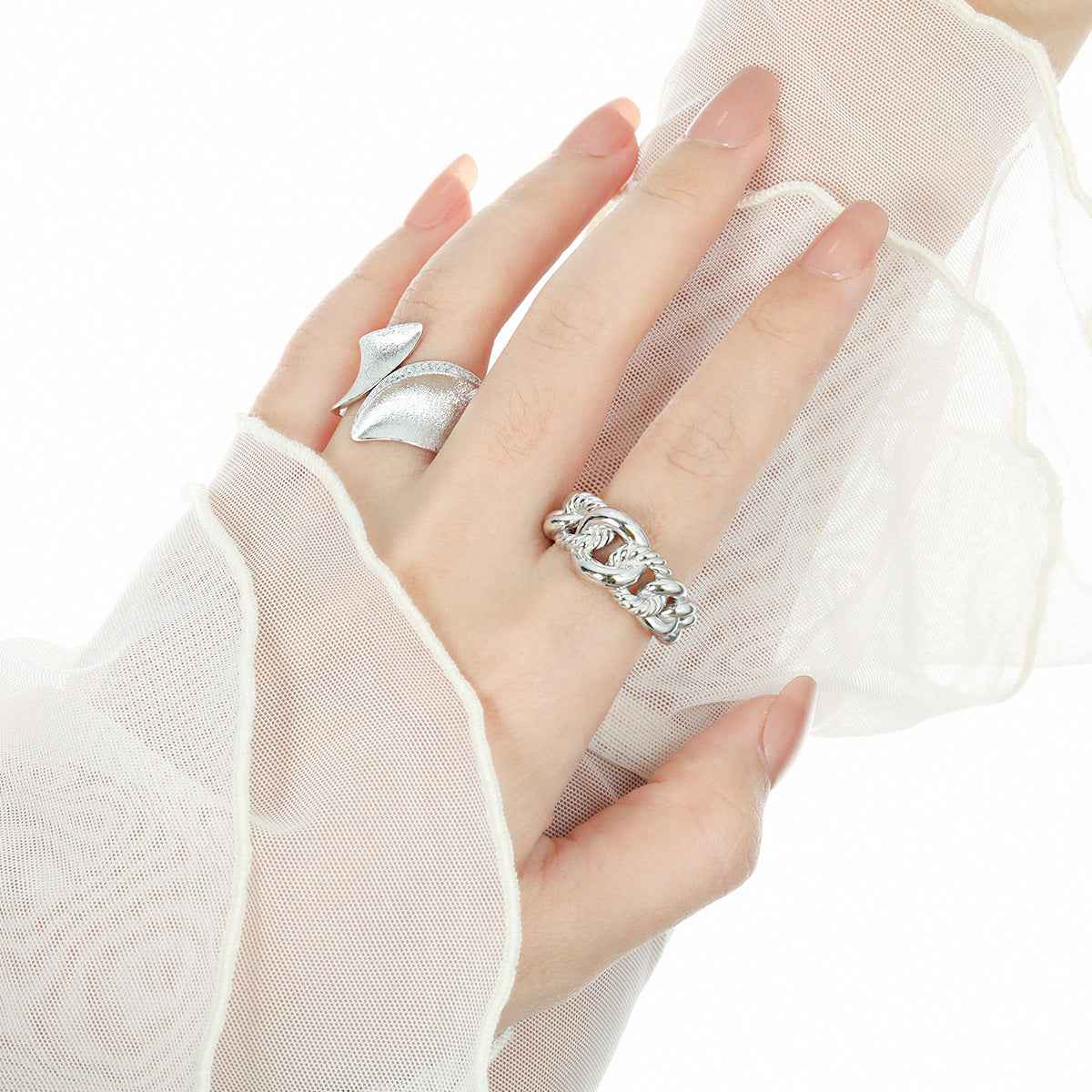 Knotted Elegance Silver Statement Ring