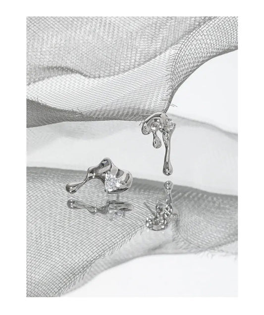 Molten Lava Silver Stud Earrings