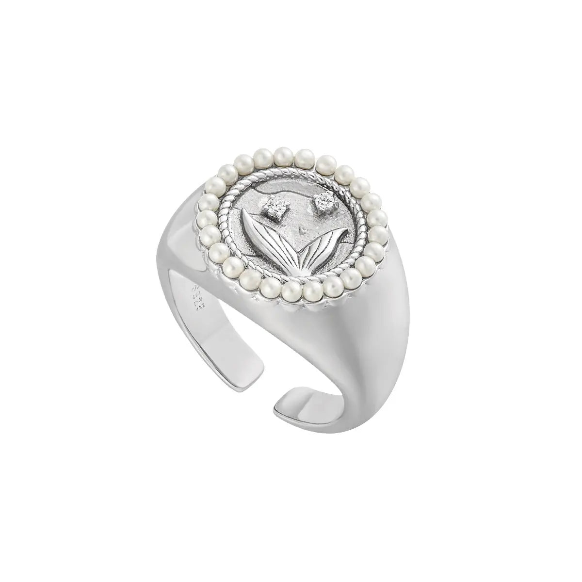 Diamond Fishtail Luxury Silver Signet Ring