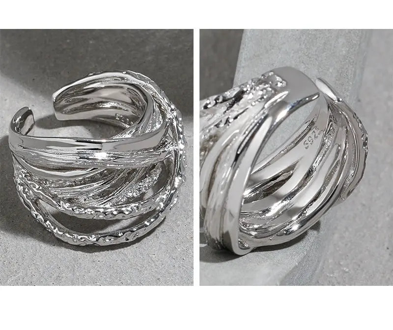 CIRCE'S MULTI-LAYER SILVER RING - OPHRASTUDIO