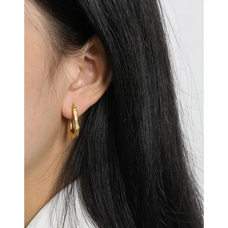 IRREGULAR WAVE TEXTURE EARRINGS - OPHRASTUDIO