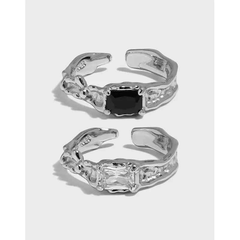 Magnetic Magma Silver Statement Ring