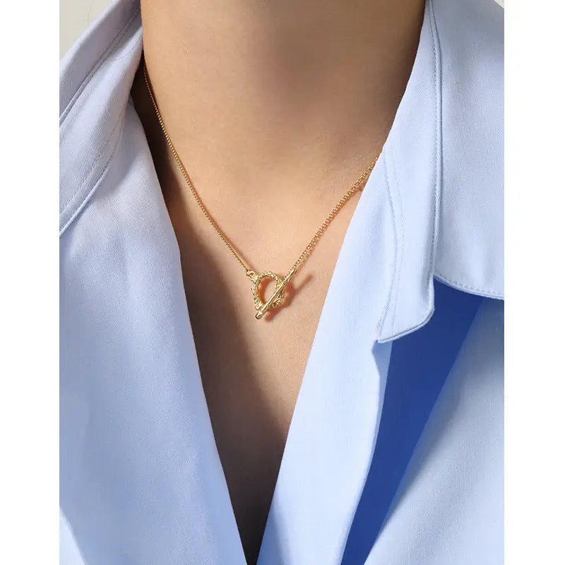 MINIMALIST OT BUCKLE COLLARBONE NECKLACE - OPHRASTUDIO