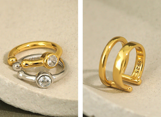 Minimalist Multi-Layer Silver Ear Cuff Earring OPHRASTUDIO