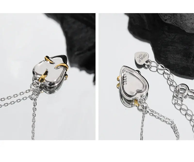ELOISE'S GEOMETRIC HEART SILVER NECKLACE - OPHRASTUDIO