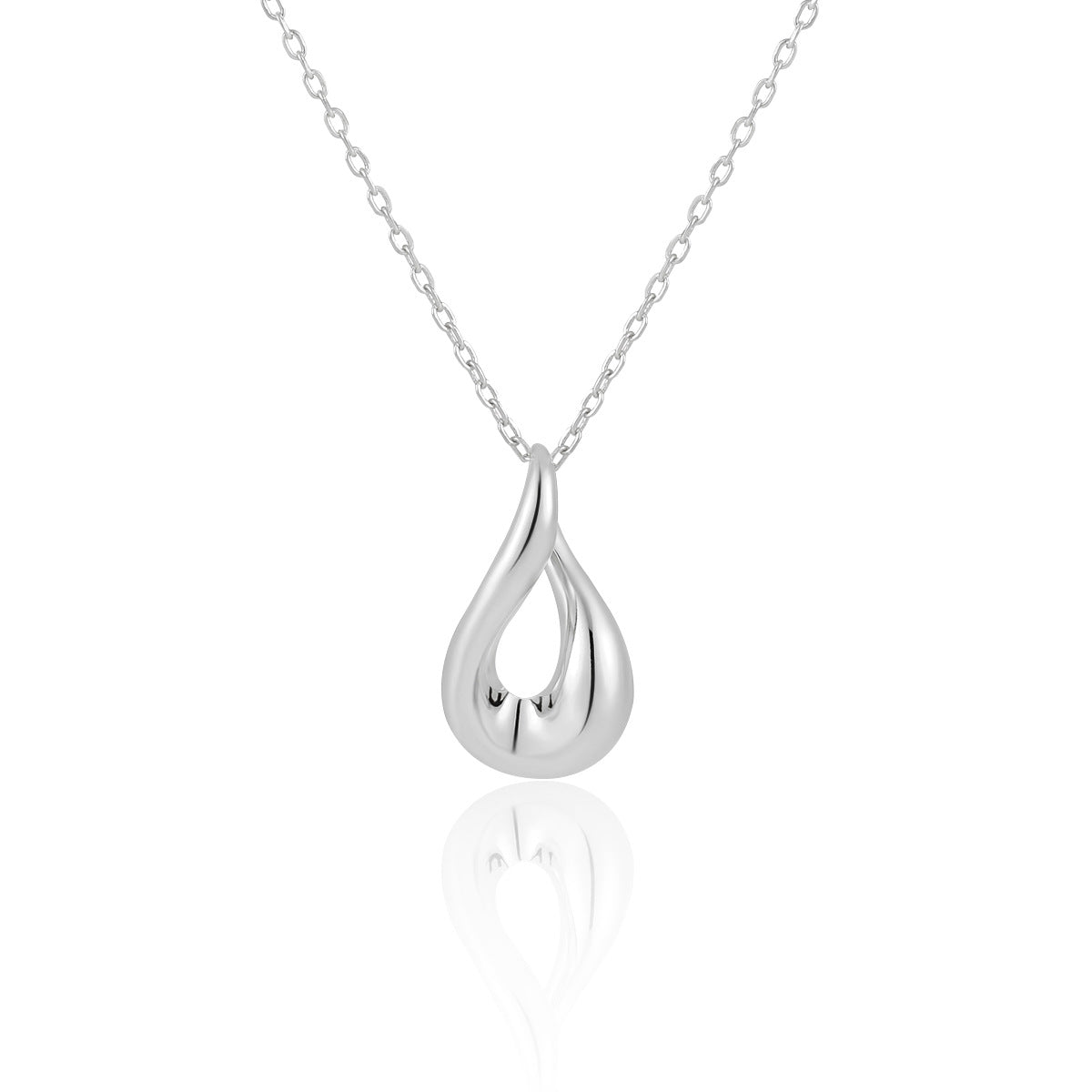 GEOMETRIC OVAL HOLLOW SILVER NECKLACE - OPHRASTUDIO
