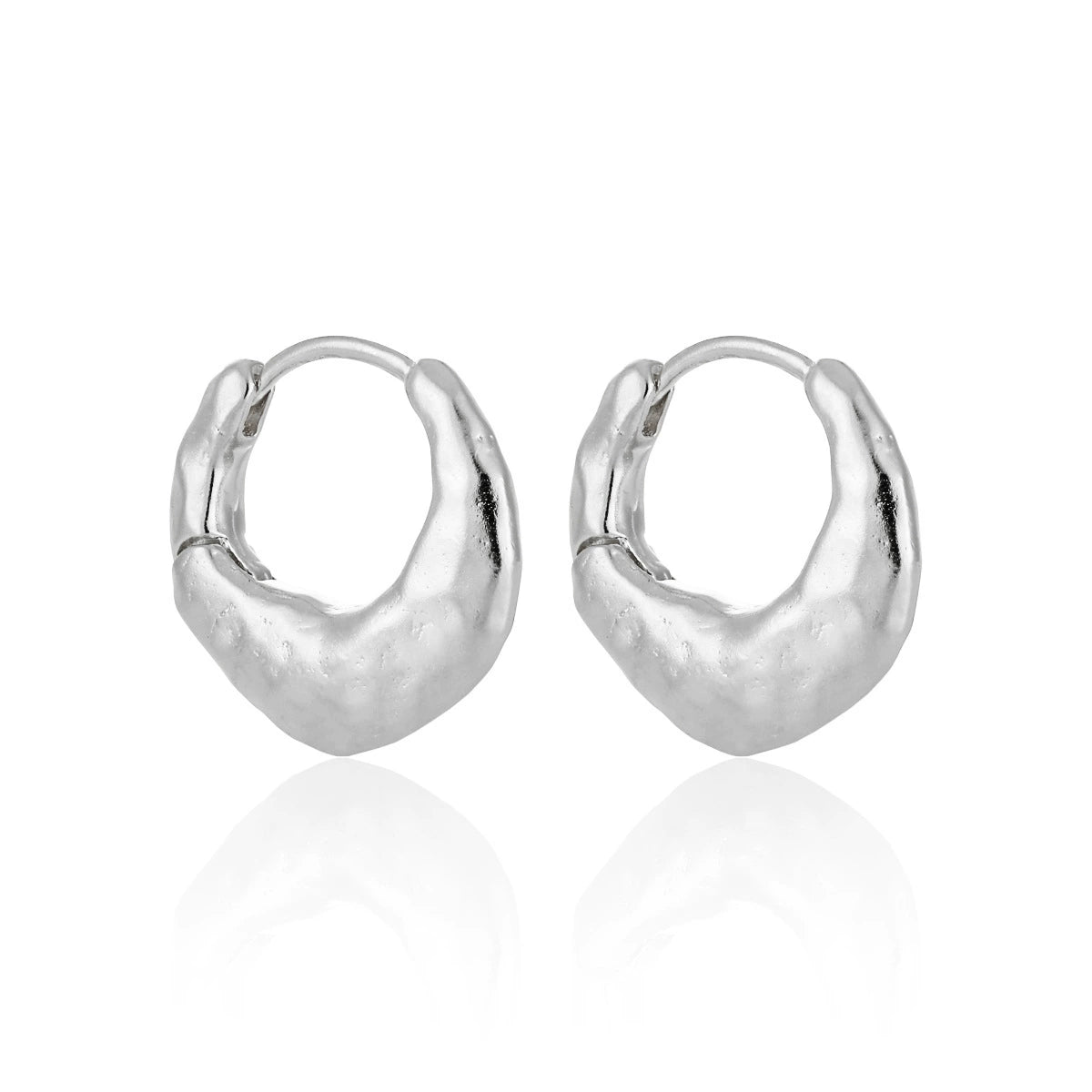 Molten Lava Matte Silver Huggie Earrings OPHRASTUDIO