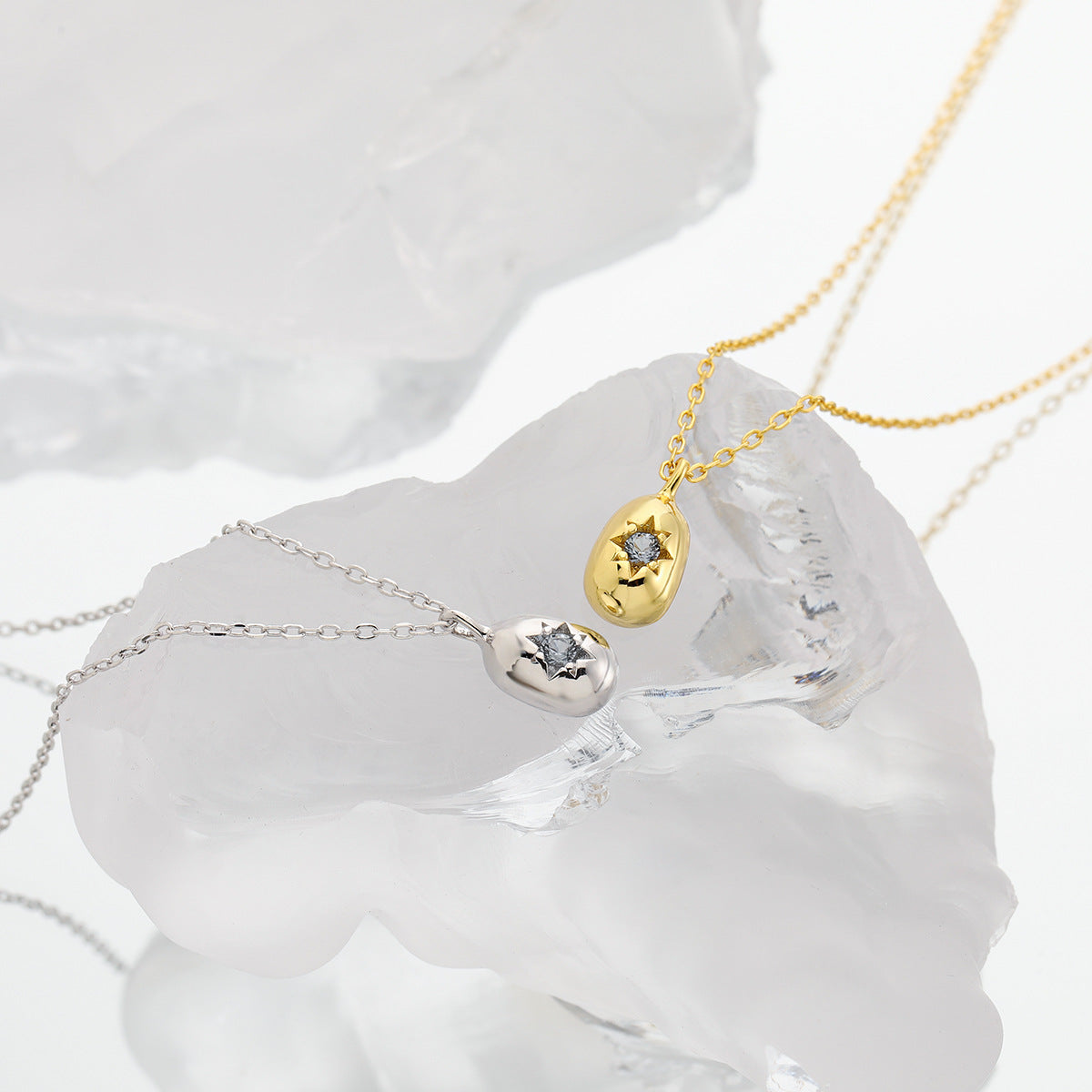 Celestial Spark Zircon Silver Pendant Necklace OPHRASTUDIO