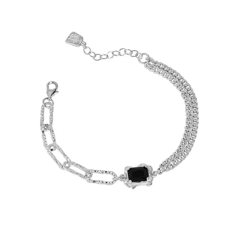 ELODIE'S MICRO-INLAID ZIRCON DOUBLE-LAYER SILVER BRACELET - OPHRASTUDIO