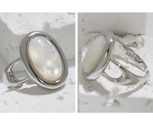 Oval Shell Luxury Silver Signet Ring