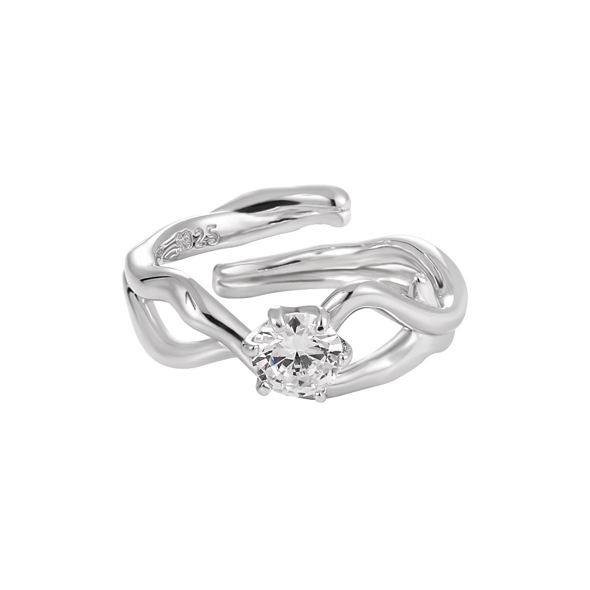 CELESTE'S HOLLOW ZIRCON SILVER RING - OPHRASTUDIO