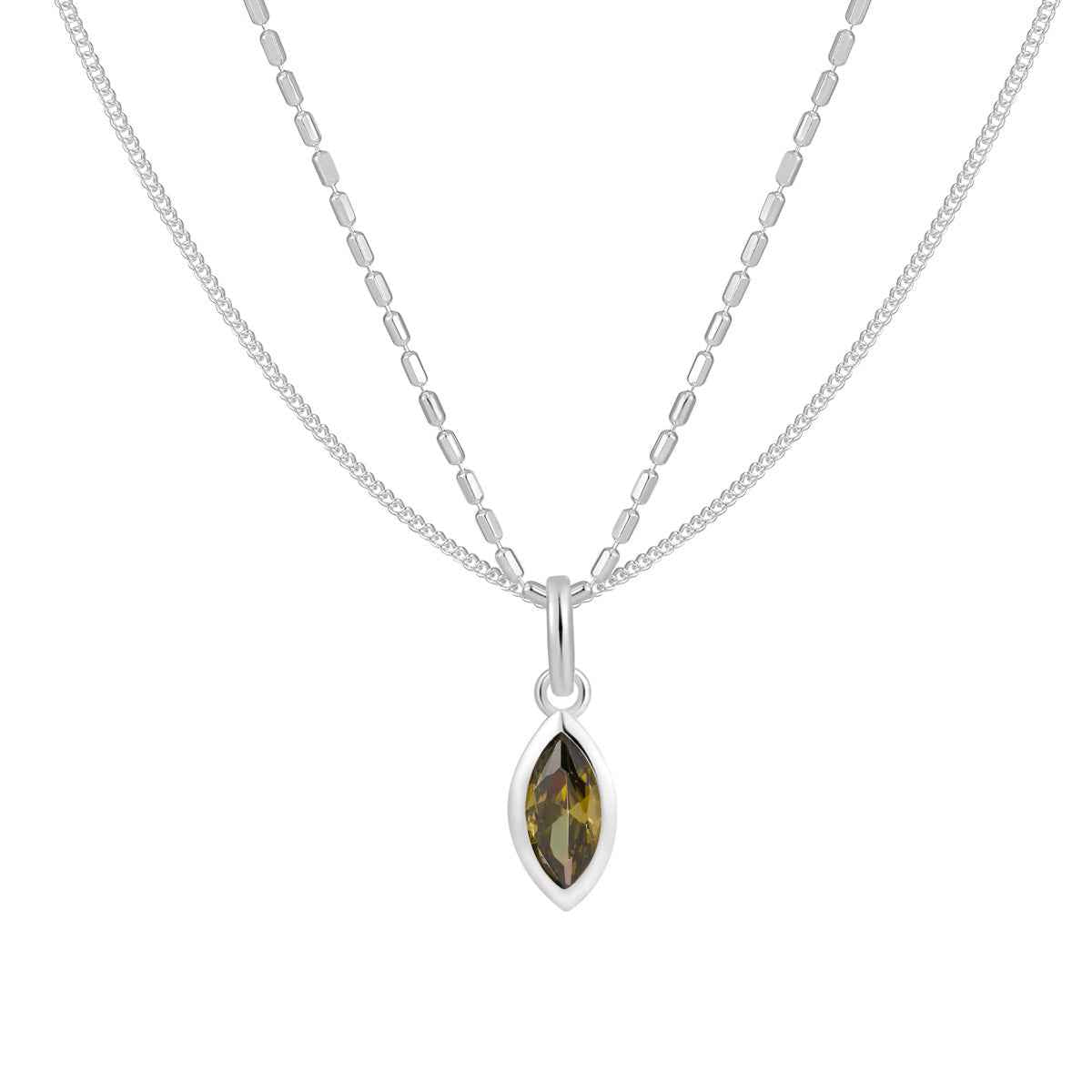 Ethereal Glow Silver Gemstone Necklace