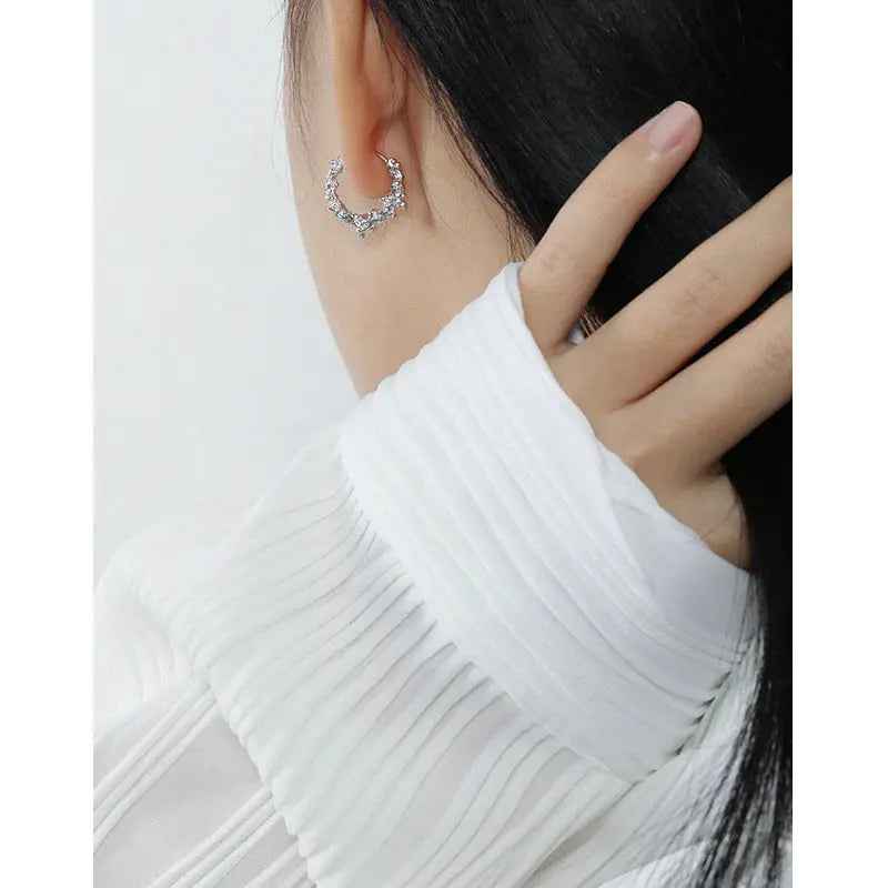 Foam Texture Geometric Silver Hoop Earrings
