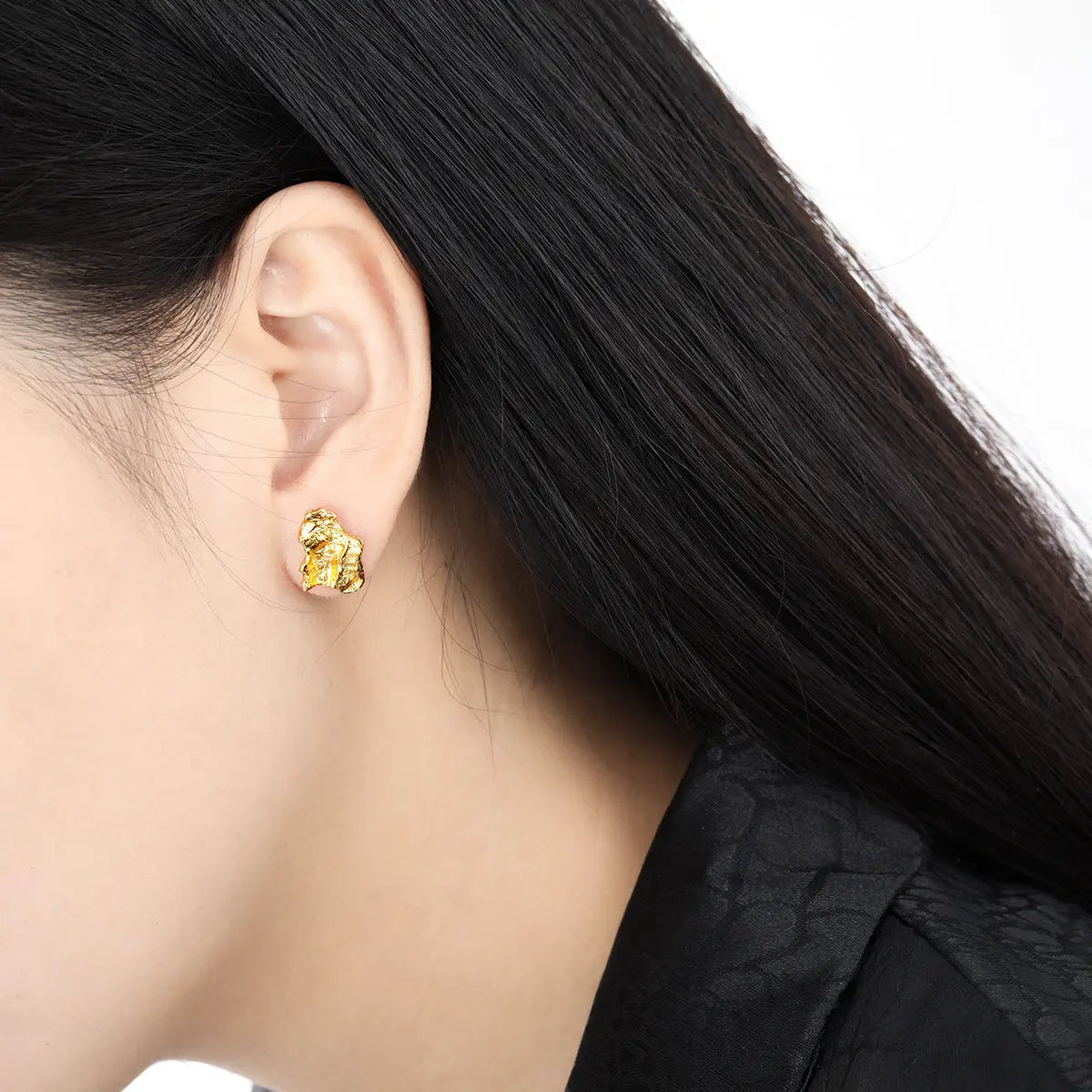 Whisper Asymmetry Silver Stud Earrings