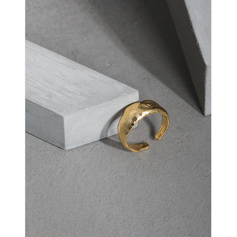 TEXTURED IRREGULAR SURFACE SILVER RING OPHRASTUDIO
