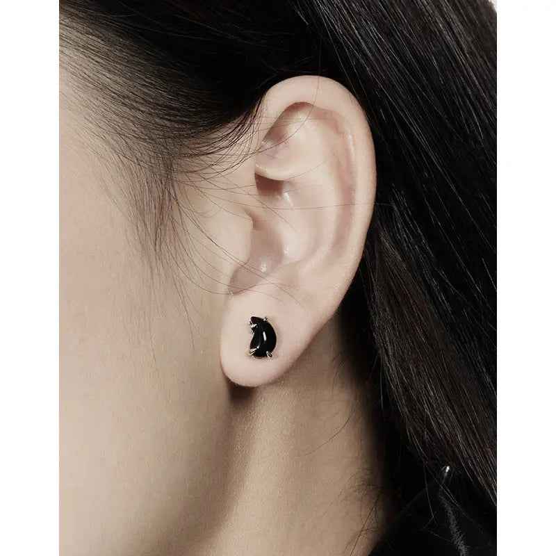 Midnight Drop Silver Stud Earrings