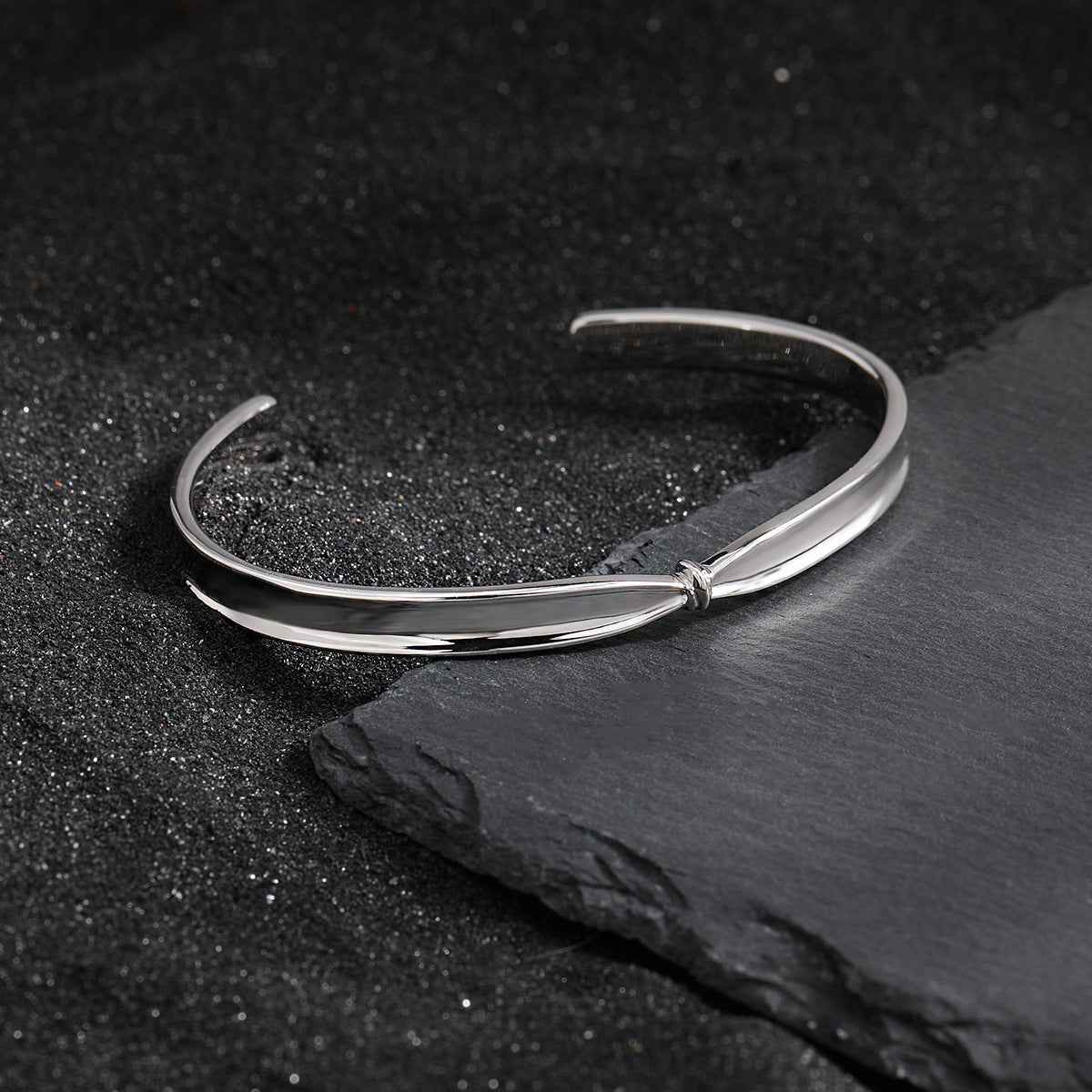 Polished Knot Sterling Silver Cuff Bracelet