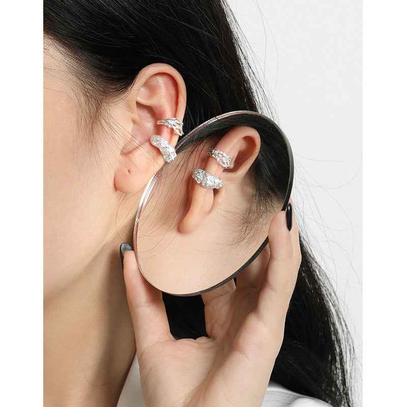 Irregular Lava Sterling Silver Ear Cuff Earring