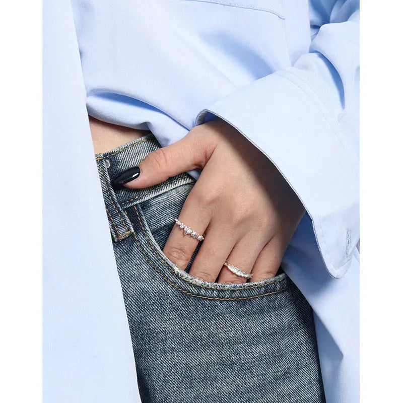 ATHENA'S MINIMALIST IRREGULAR SILVER THIN RING - OPHRASTUDIO