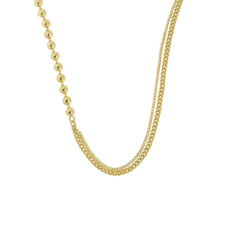 SELENE'S ROUND BEAD SIDE CHAIN SILVER NECKLACE - OPHRASTUDIO