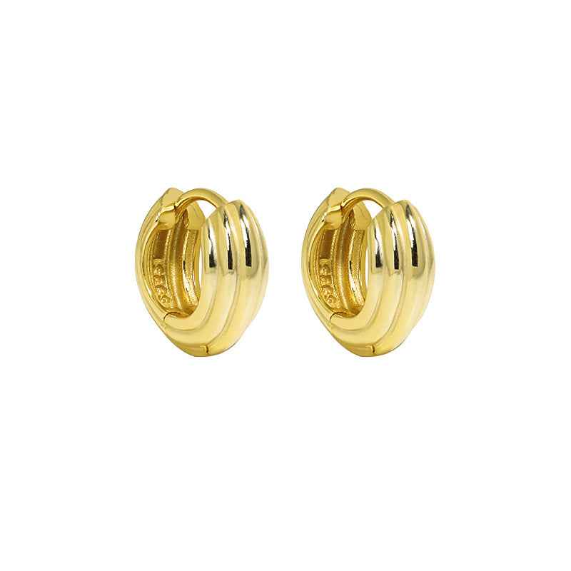 Echoing Multi-Circle Silver Huggie Earrings