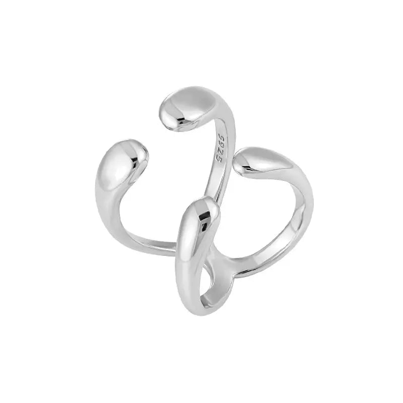 ASTRID'S GEOMETRIC X-CROSS SILVER RING - OPHRASTUDIO
