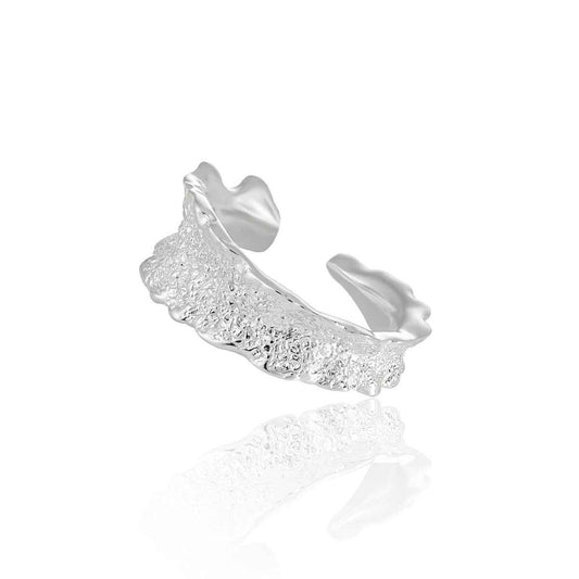 Isolde's Wide Textured Silver Statement Ring