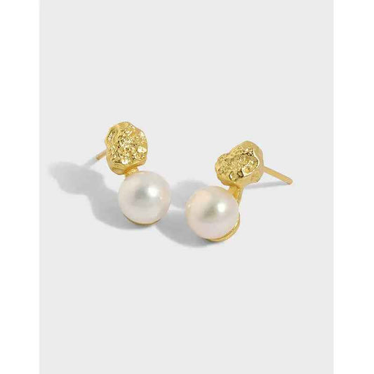 Essence Silver Pearl Stud Earrings