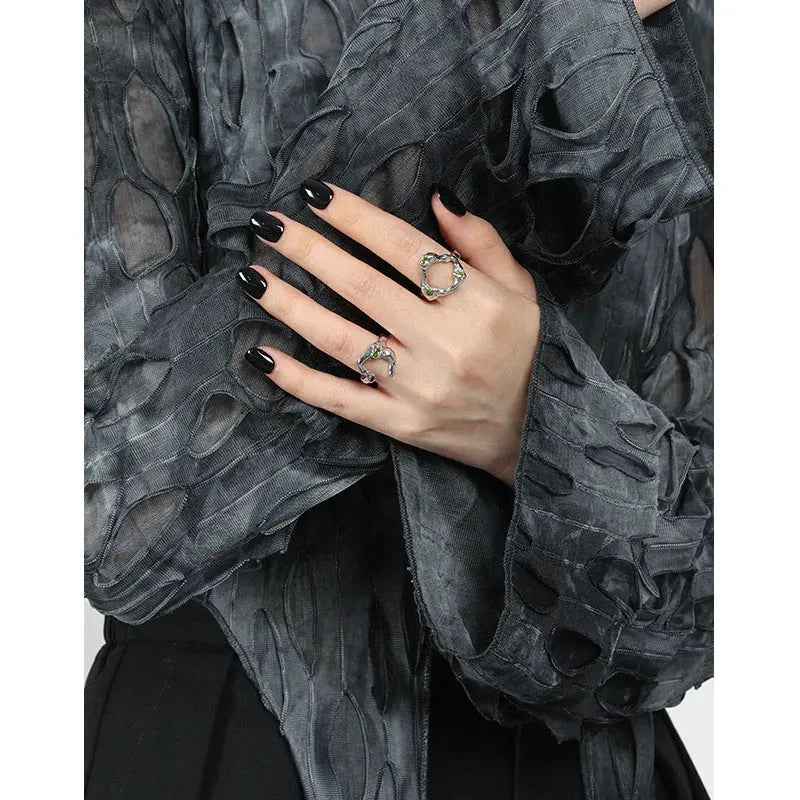 Elysia's Green Silver Statement Ring